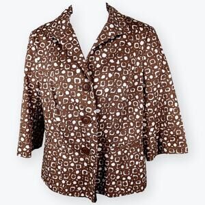 Lafayette 148 Brown White Abstract Lined Blazer Jacket 10